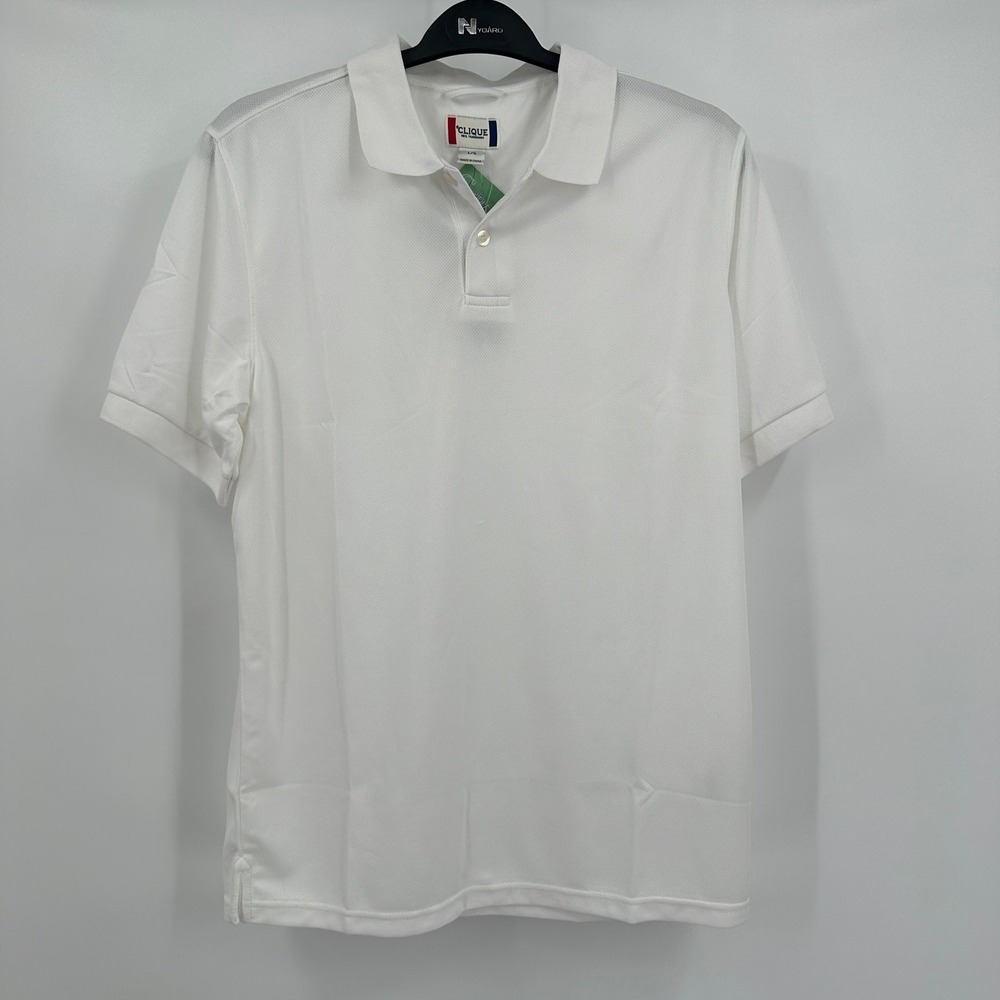 Clique Mens Preppy Performance Golf Polo Size L White Tennis Cool Dry Summer